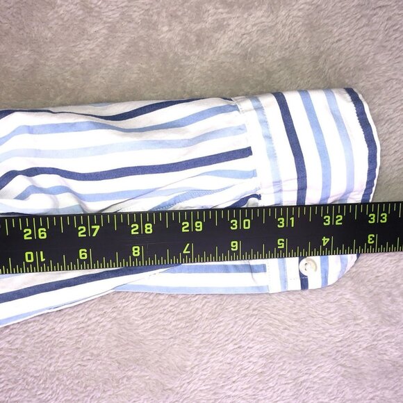 Brooks Brothers Mens Shirt Medium Pinstriped Long Sleeve Button Down Blue White - Picture 6 of 12